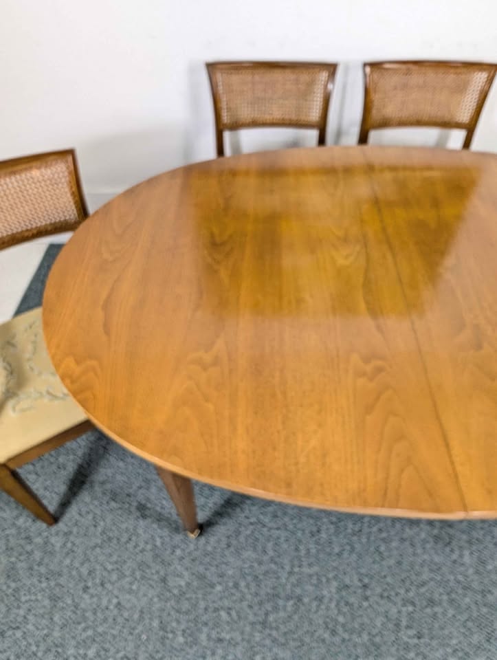 Vintage MCM 6, 8, 10 Person Large Walnut Dining Table Set