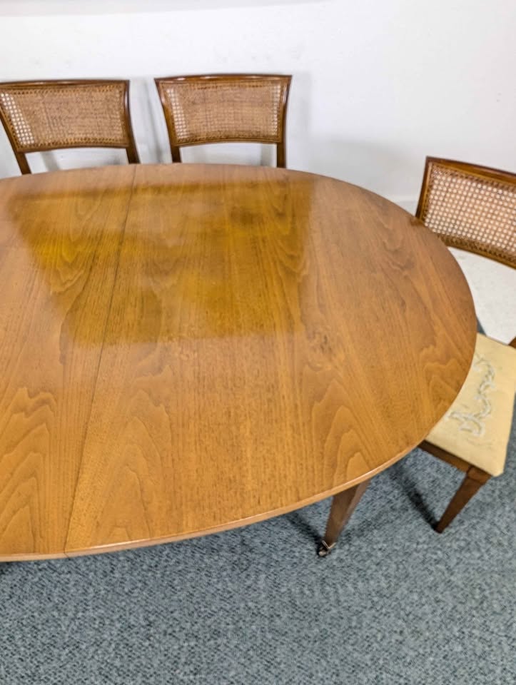 Vintage MCM 6, 8, 10 Person Large Walnut Dining Table Set