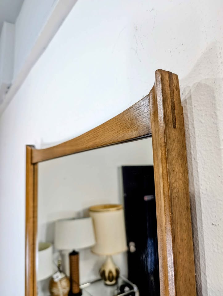 Vintage Scandinavian MCM Walnut Framed Wall Mirror