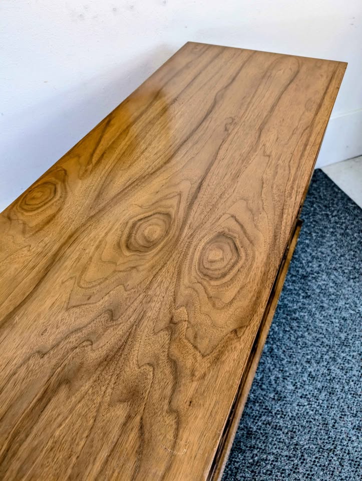 Stunning Scandinavian 9 Drawer Walnut Lowboy Dresser