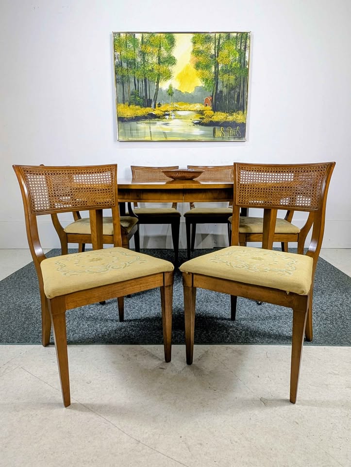 Vintage MCM 6, 8, 10 Person Large Walnut Dining Table Set