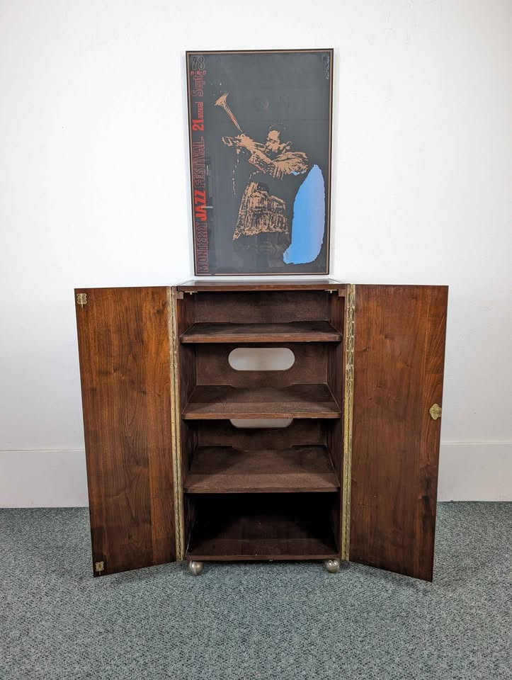 MCM Walnut Record Player Receiver Stand / Media Cabinet