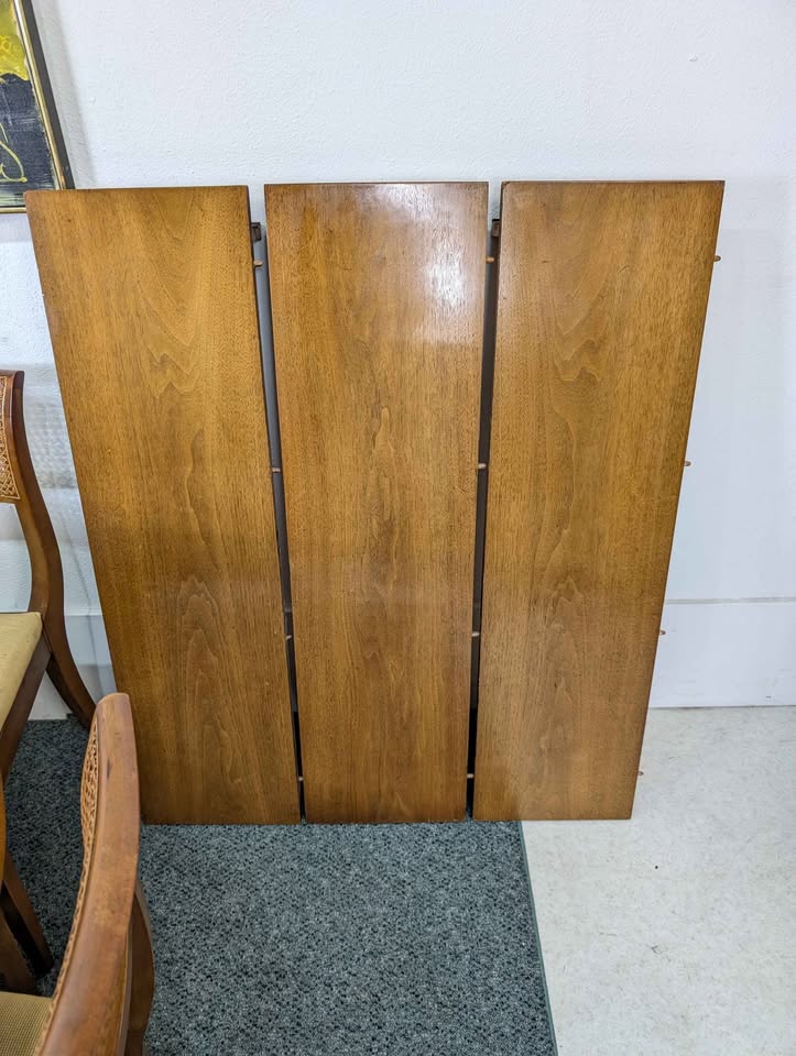 Vintage MCM 6, 8, 10 Person Large Walnut Dining Table Set