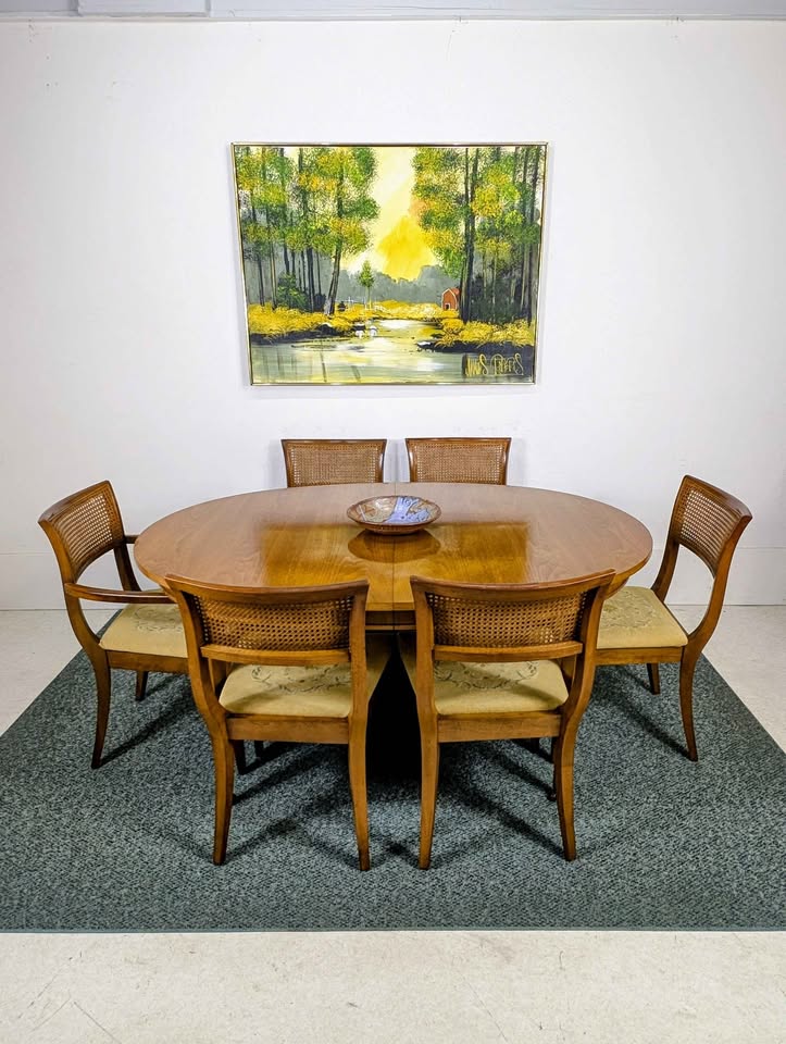 Vintage MCM 6, 8, 10 Person Large Walnut Dining Table Set