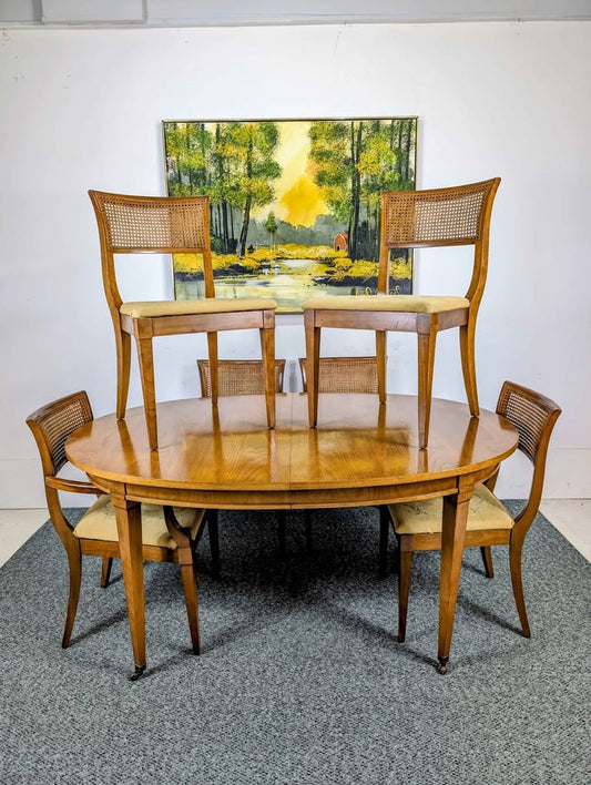 Vintage MCM 6, 8, 10 Person Large Walnut Dining Table Set