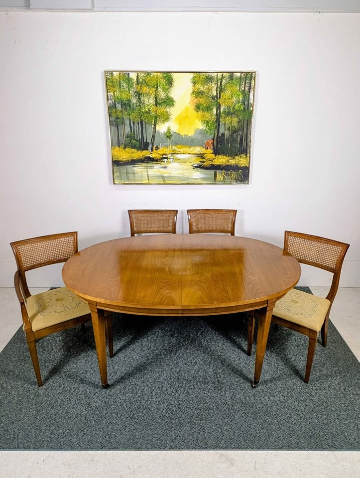 Vintage MCM 6, 8, 10 Person Large Walnut Dining Table Set