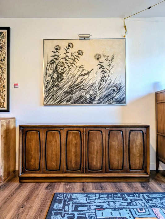Large MCM Vintage Emphasis Collection Walnut Credenza by Broyhill