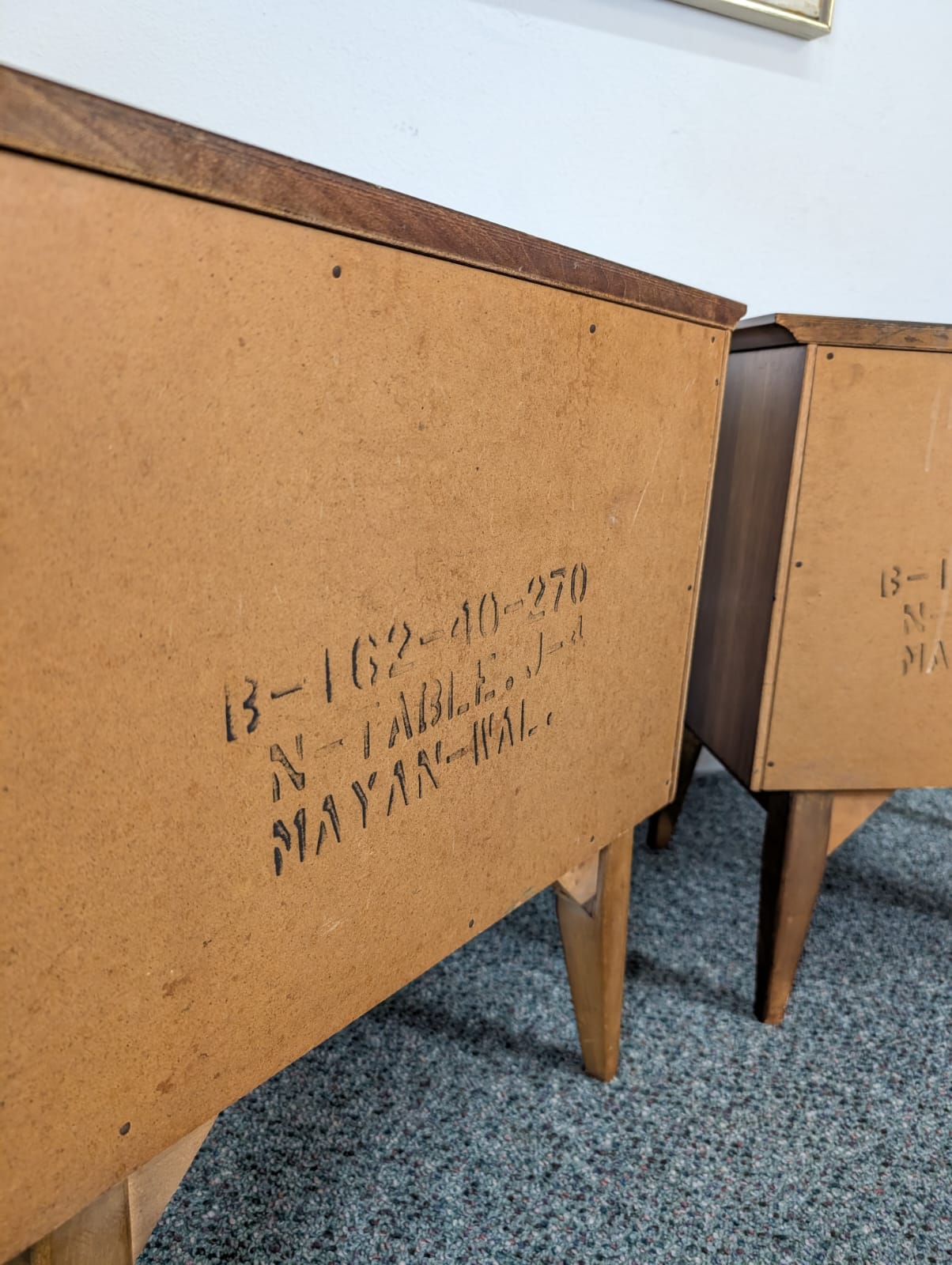 Pair of Walnut MCM Mayan Nightstands by Leo Jiranek for Bassett