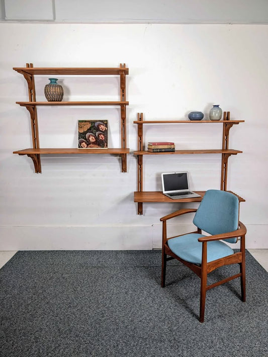 Danish Modern MCM Modular Teak Wall Shelf Unit