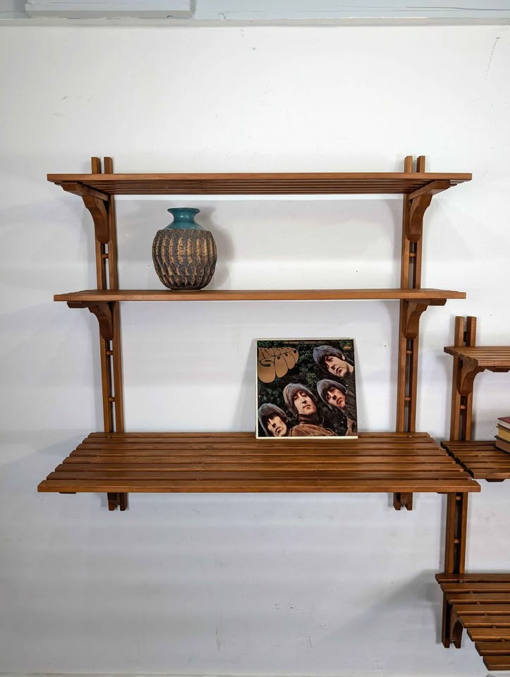 Danish Modern MCM Modular Teak Wall Shelf Unit