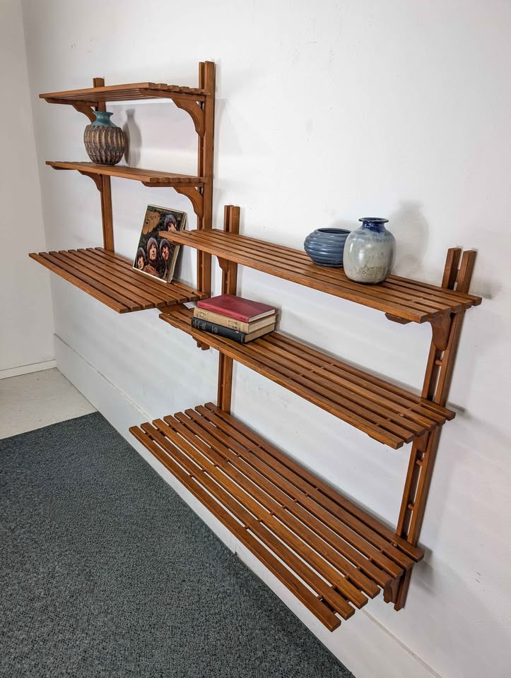 Danish Modern MCM Modular Teak Wall Shelf Unit