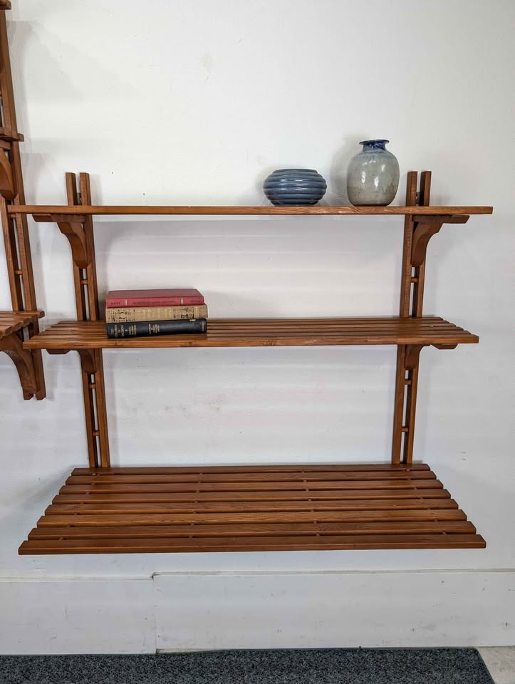 Danish Modern MCM Modular Teak Wall Shelf Unit