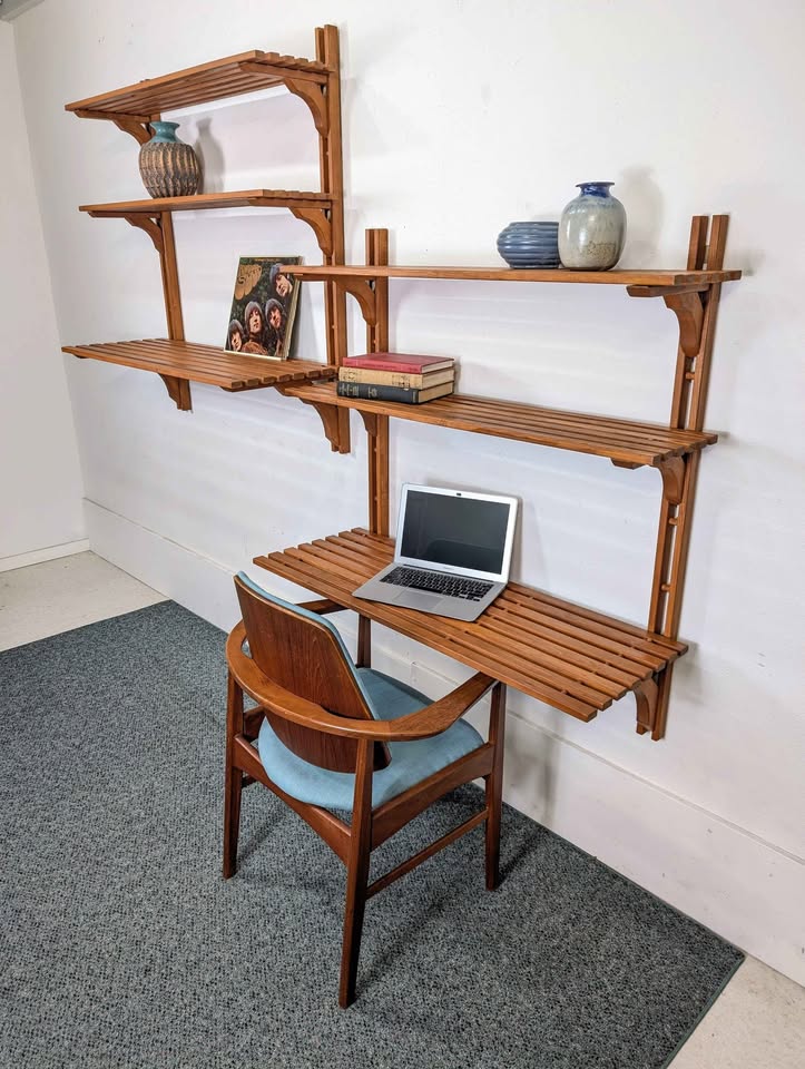 Danish Modern MCM Modular Teak Wall Shelf Unit
