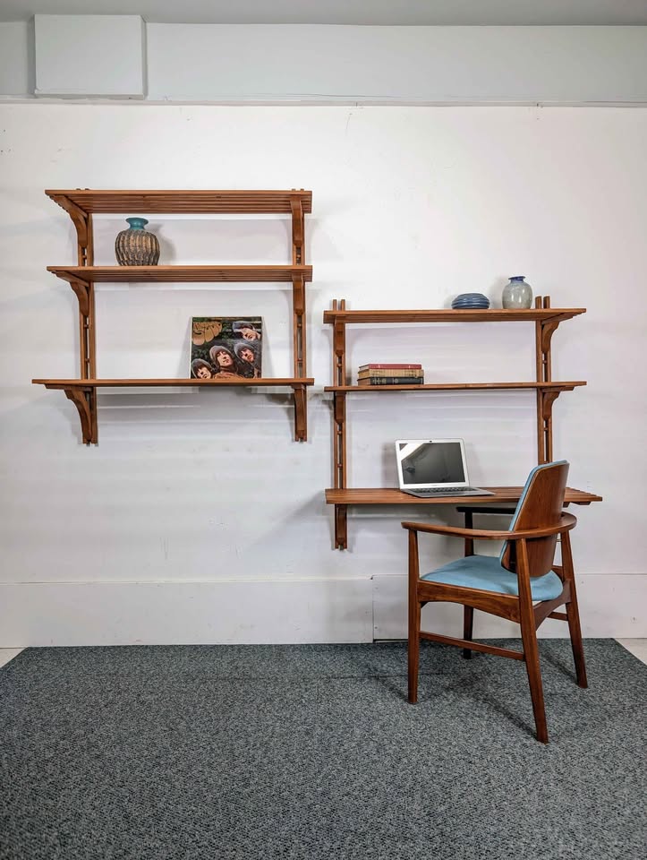 Danish Modern MCM Modular Teak Wall Shelf Unit