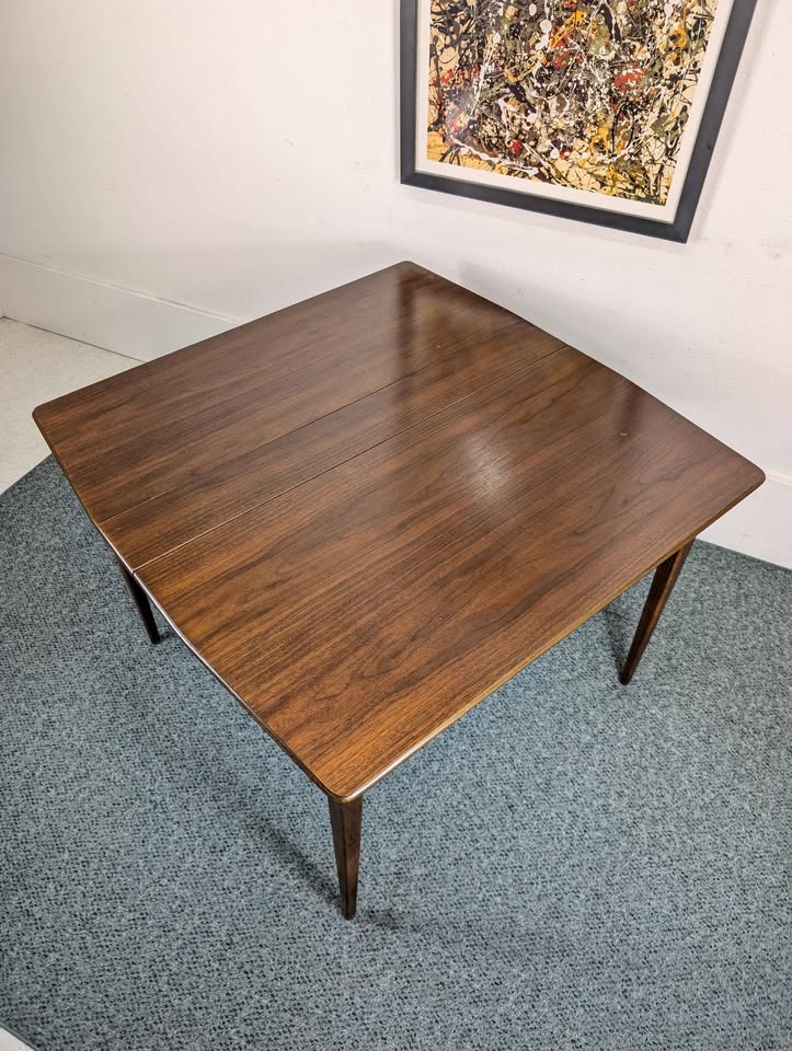 Beautiful MCM American Walnut Console Dining Table by Extensole