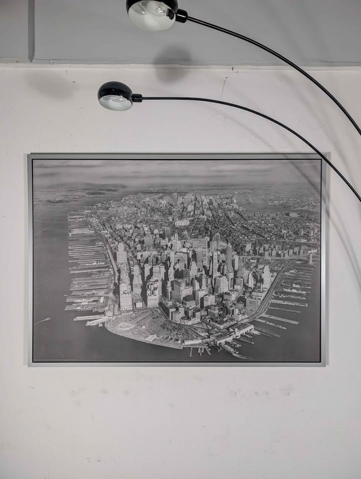 Large Framed Black & White Photography Print of 1960's Manhattan