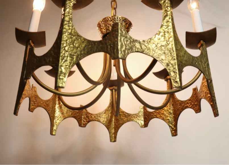 MCM Vintage Brutalist Chandelier by Moe Bridges