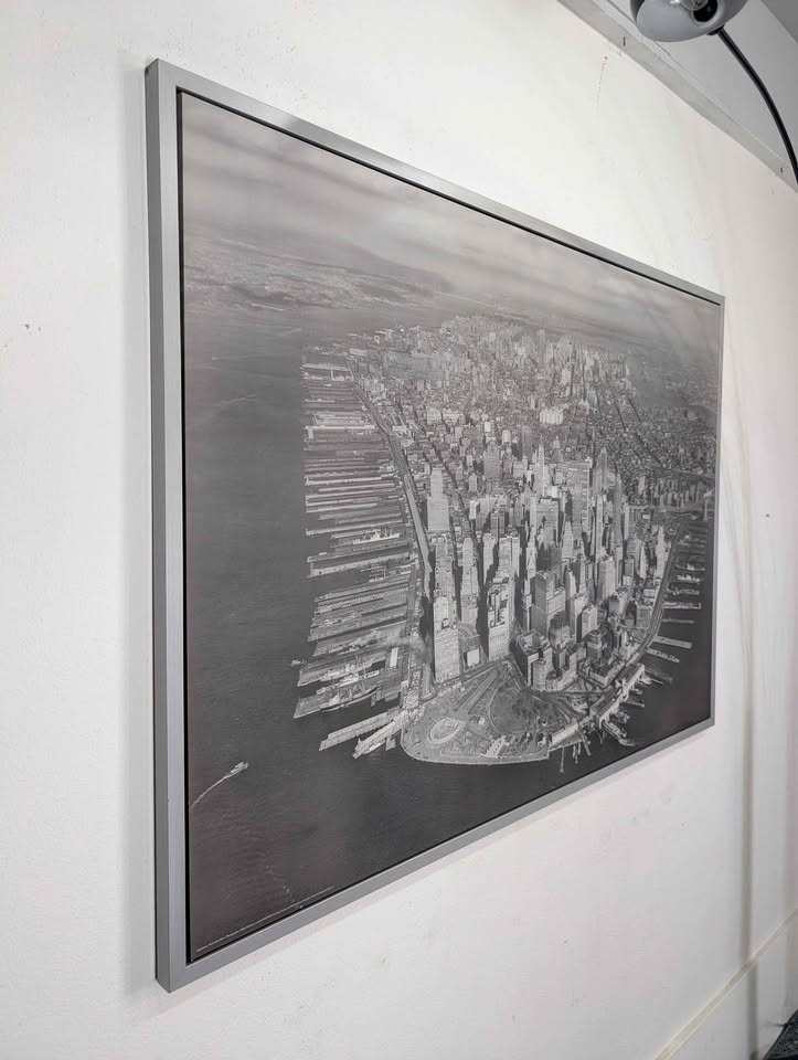 Large Framed Black & White Photography Print of 1960's Manhattan