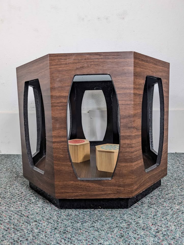 MCM Pair of Lane Style Smoked Glass Octagon End Tables