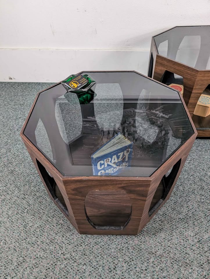 MCM Pair of Lane Style Smoked Glass Octagon End Tables