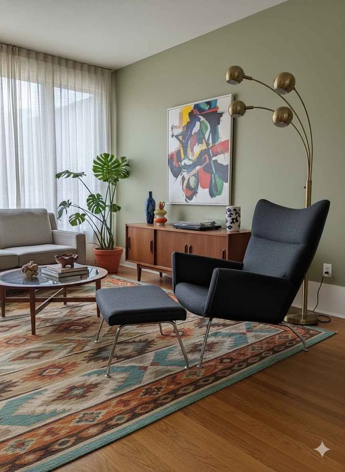 MCM Hans Wegner for Carl Hansen Style Lounge Chair & Ottoman