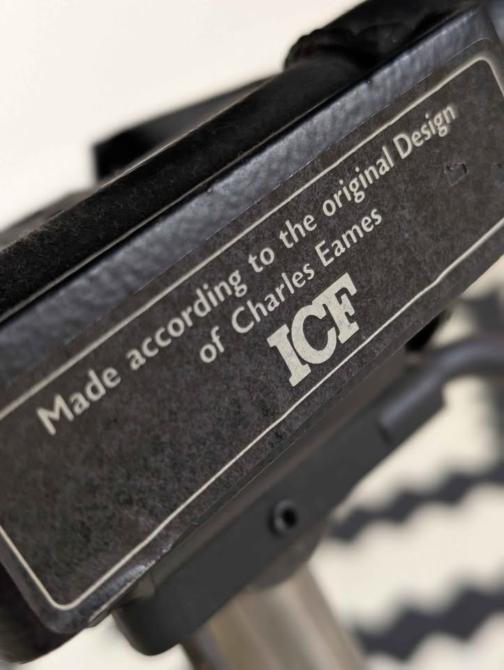 MCM Charles Eames Aluminum Group EA117 Black Leather Desk Chair by ICF