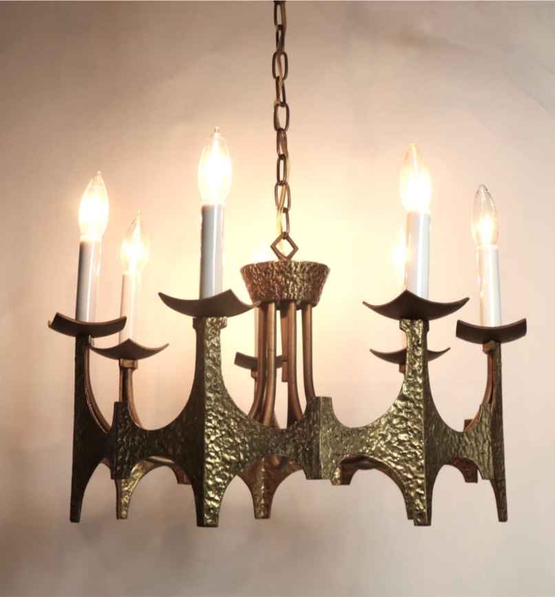 MCM Vintage Brutalist Chandelier by Moe Bridges