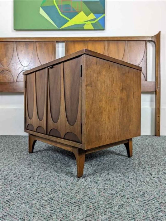 MCM Broyhill Brasilia Walnut Nightstand End Table