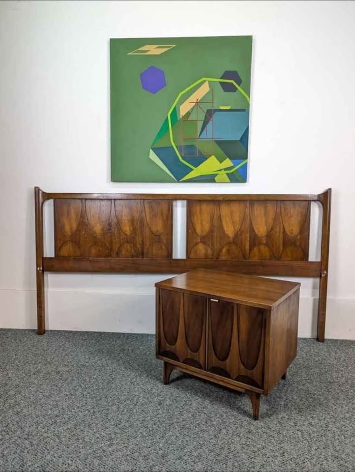 MCM Broyhill Brasilia Walnut Nightstand End Table