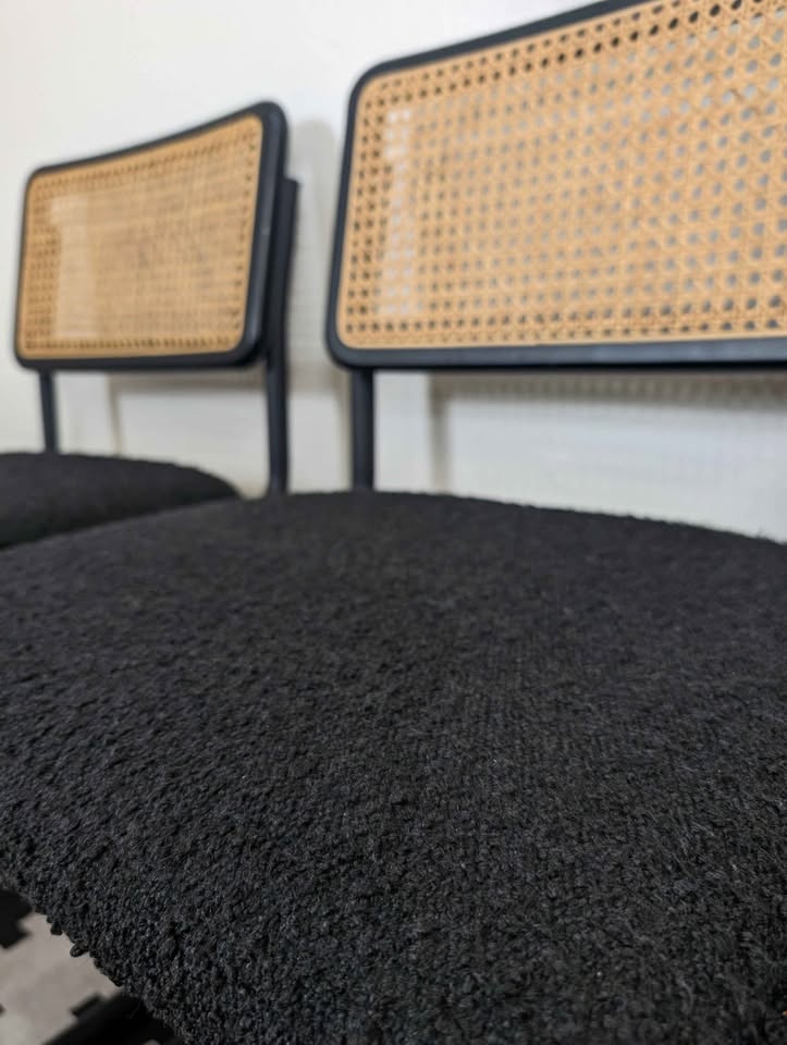 Cesca Style Dining Table w/ Smoked Glass & 4 Cantilever Chair Set