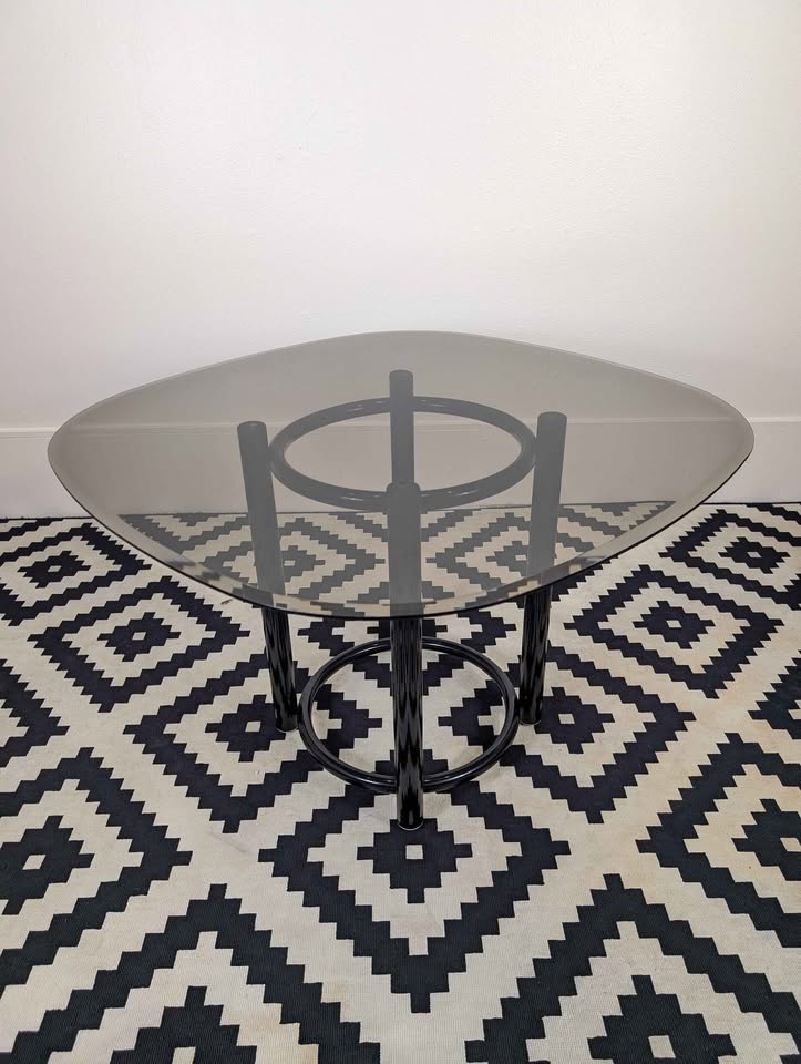 Cesca Style Dining Table w/ Smoked Glass & 4 Cantilever Chair Set