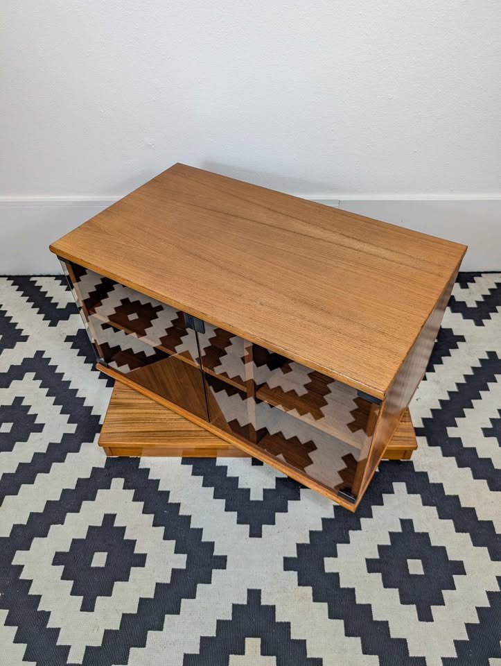 Danish Modern Teak Record Player Stand & Vinyl Storage Media Cabinet