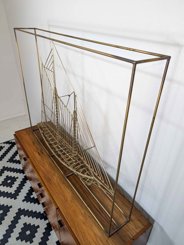 MCM Large Brass Clipper Ship / Sailboat Sculpture by Curtis Jere