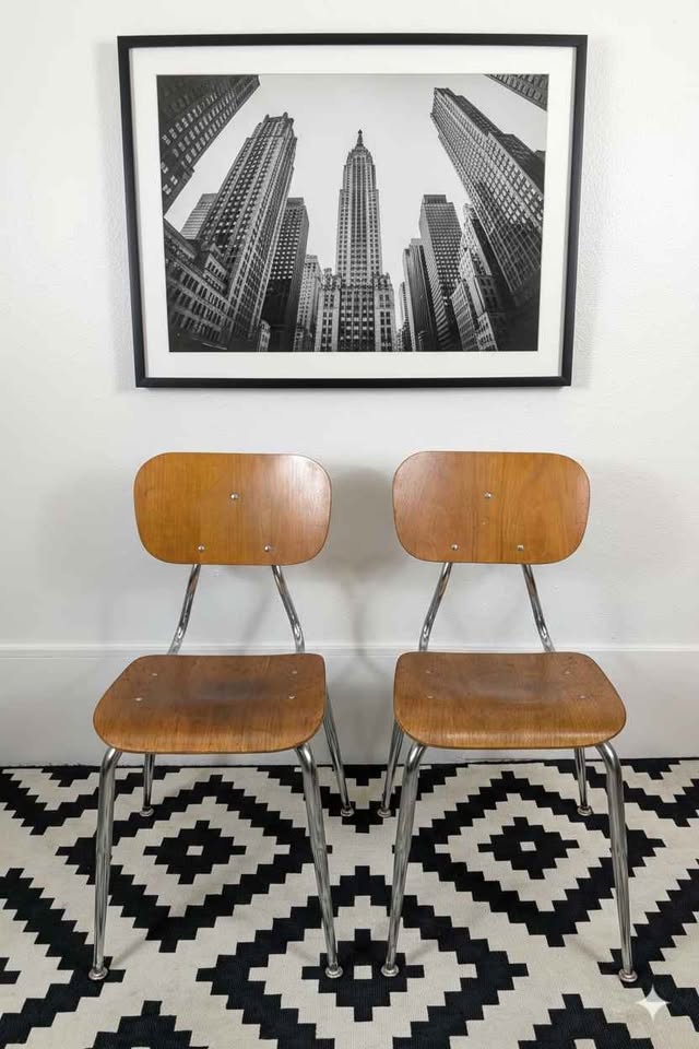 Pair of MCM Bentwood & Chrome Accent Chairs by Scholar Craft