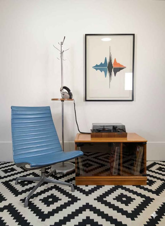 Danish Modern Teak Record Player Stand & Vinyl Storage Media Cabinet