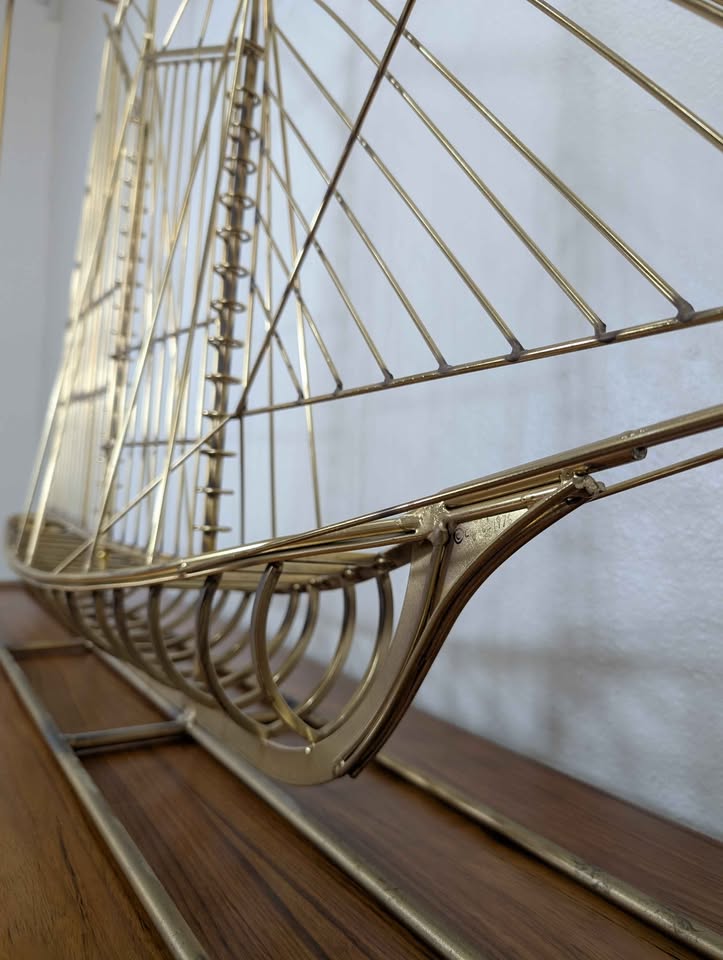 MCM Large Brass Clipper Ship / Sailboat Sculpture by Curtis Jere