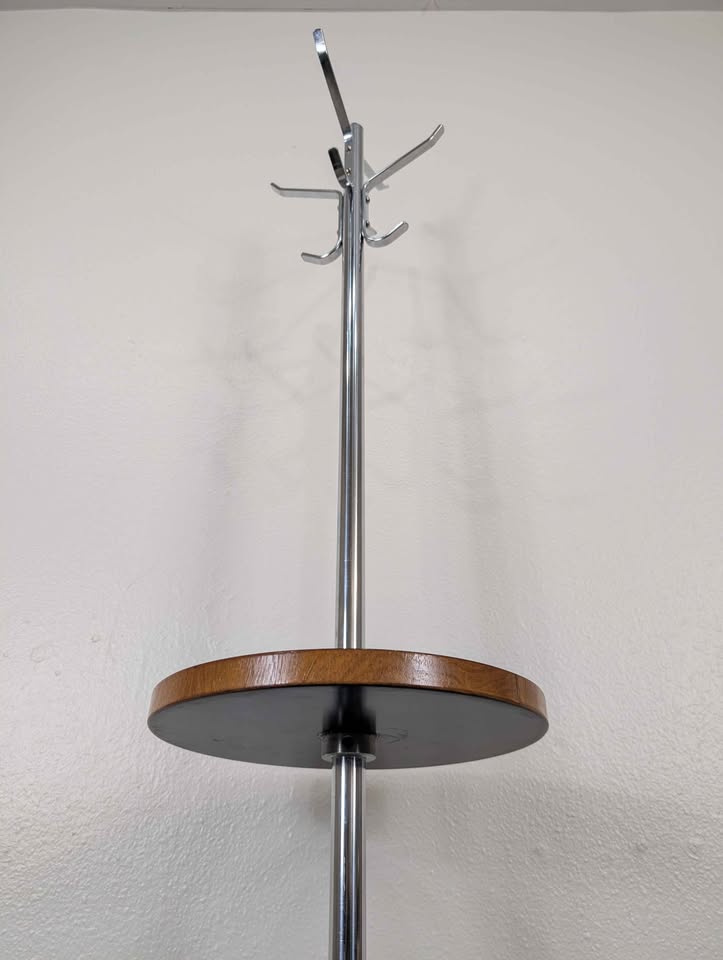 MCM Bauhaus Style Chrome & Rosewood Coat Rack Hanger