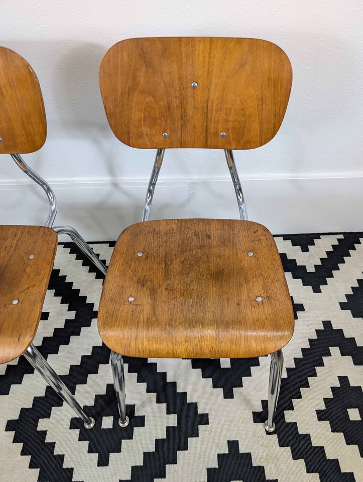 Pair of MCM Bentwood & Chrome Accent Chairs by Scholar Craft