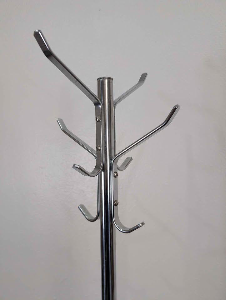 MCM Bauhaus Style Chrome & Rosewood Coat Rack Hanger