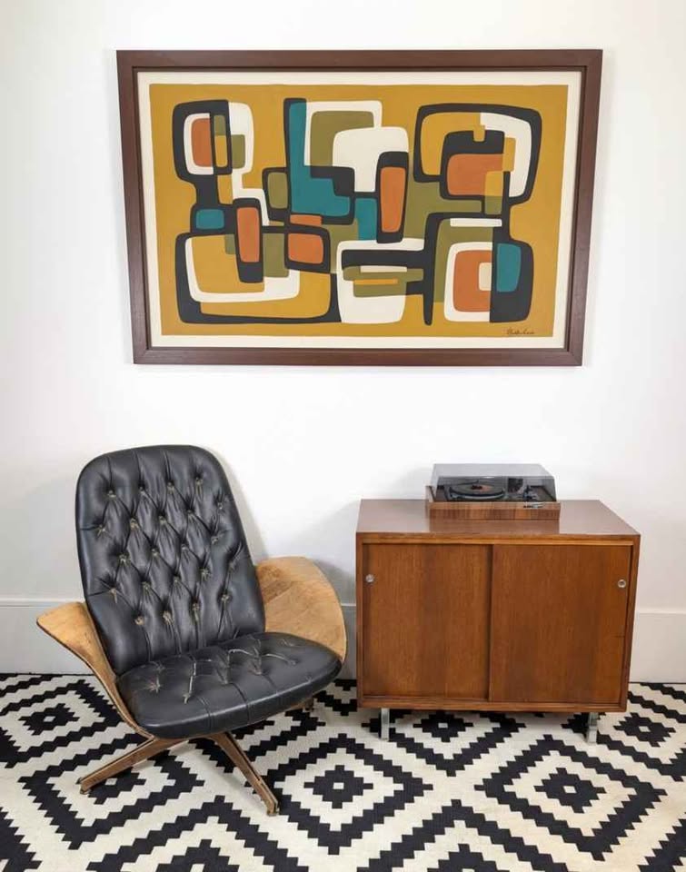 MCM Walnut Record Player Stand & Vinyl Storage Cabinet by Nucraft
