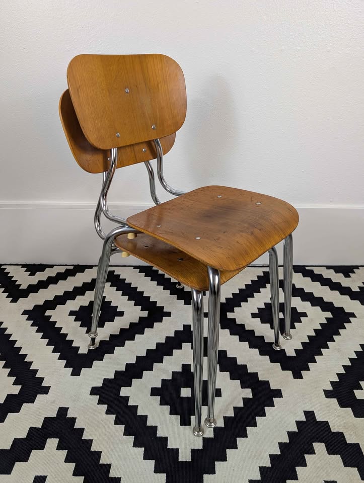 Pair of MCM Bentwood & Chrome Accent Chairs by Scholar Craft