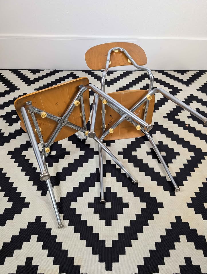 Pair of MCM Bentwood & Chrome Accent Chairs by Scholar Craft