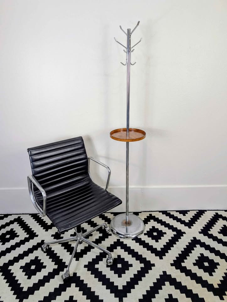 MCM Bauhaus Style Chrome & Rosewood Coat Rack Hanger