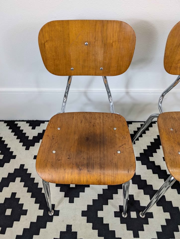 Pair of MCM Bentwood & Chrome Accent Chairs by Scholar Craft