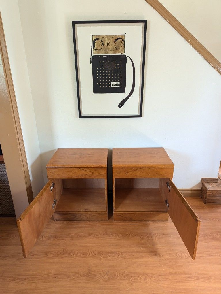 Pair of Mid Century Danish Modern Teak Nightstands by Nordic Home