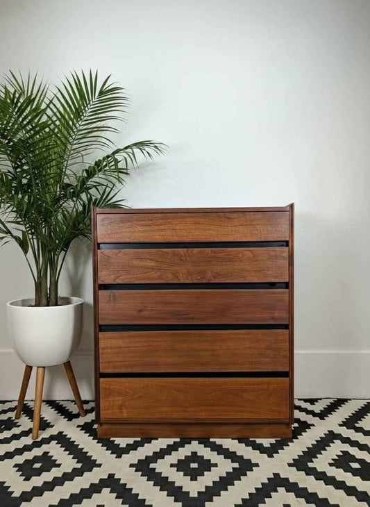 MCM Esprit Collection 5 Drawer Highboy Dresser by Merton Gershun for Dillingham