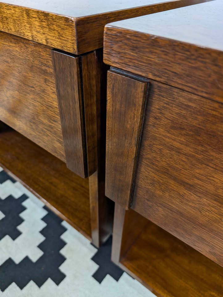 MCM Pair of American Walnut Nightstands by Lane