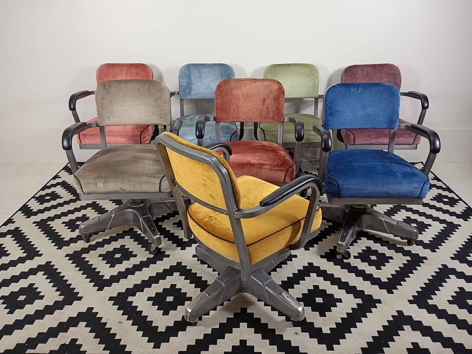 Velvet MCM Tanker Desk Chairs by Chromcraft
