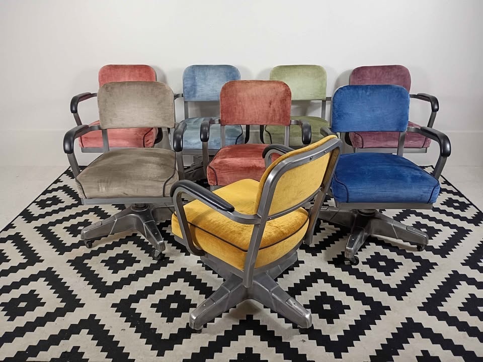 Velvet MCM Tanker Desk Chairs by Chromcraft
