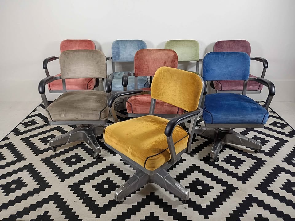 Velvet MCM Tanker Desk Chairs by Chromcraft